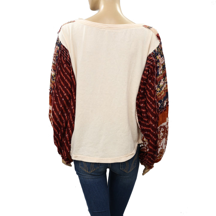 Free People Light Magic Henley Blouse Top