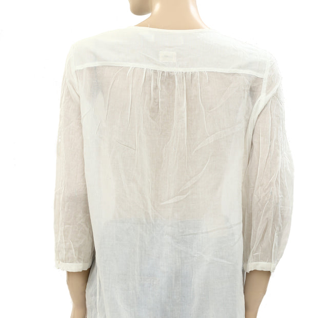 Odd Molly Anthropologie Solid Ruffle Tunic Top