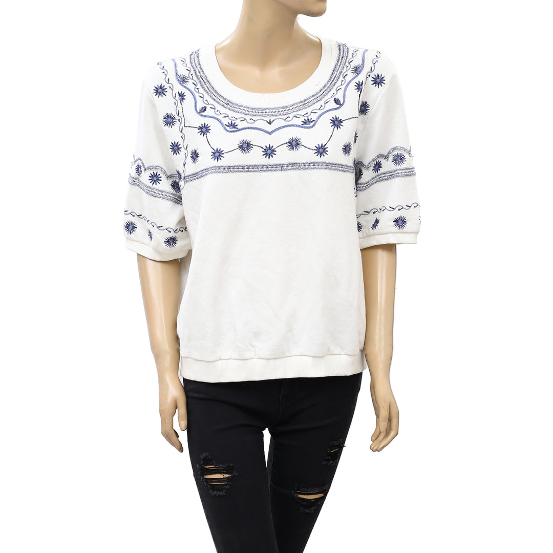 Daily Practice by Anthropologie Lou Embroidered Lounge Top