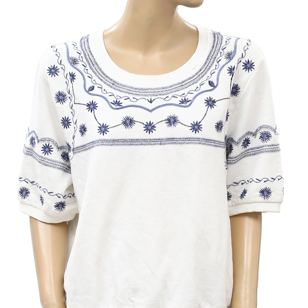 Daily Practice by Anthropologie Lou Embroidered Lounge Top