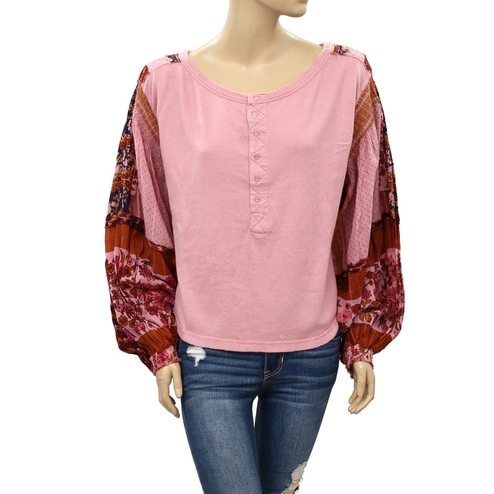 Free People Light Magic Henley Blouse Top