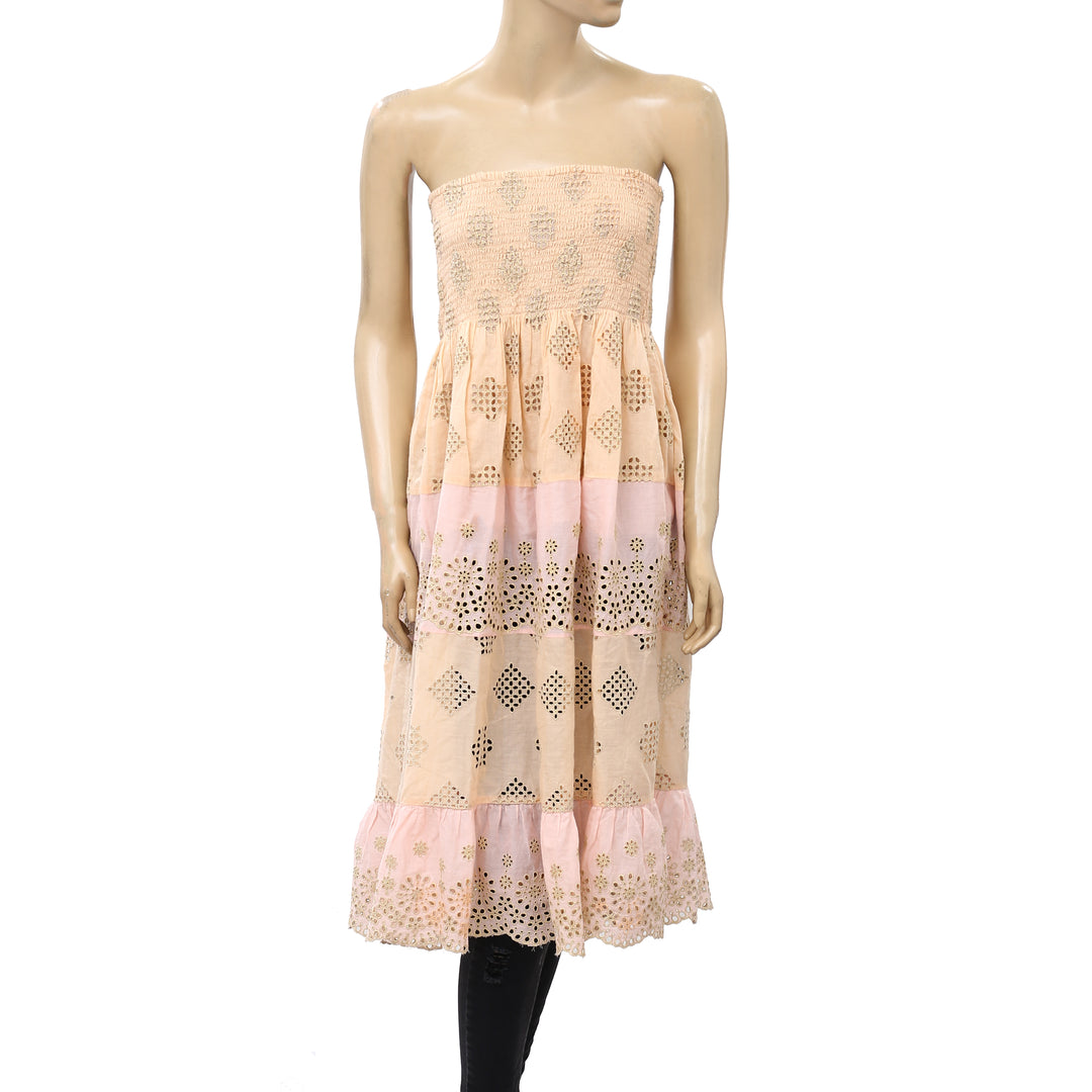 PQ Swim Anthropologie Evie Smocked Cover UP Tube Midi Dress Skirt