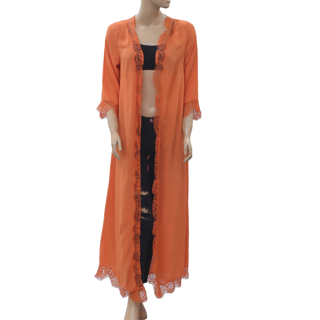 By Sophie Paris Sandra Lace Orange Coverup Maxi Top