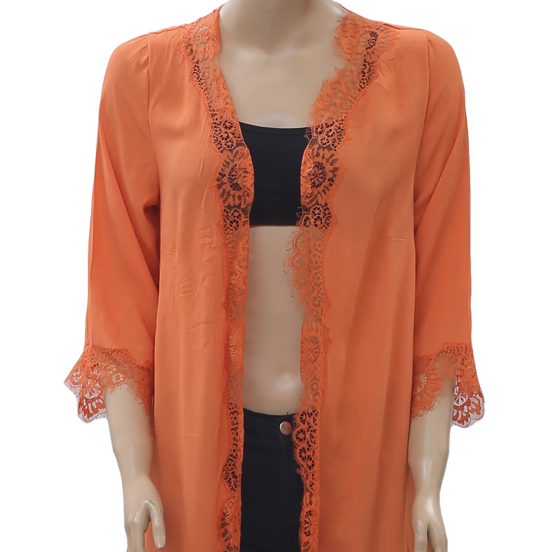 By Sophie Paris Sandra Lace Orange Coverup Maxi Top