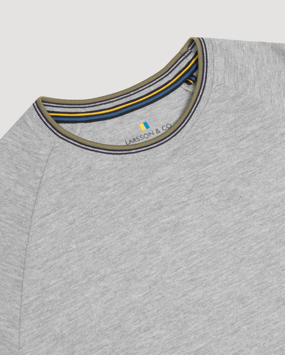 Larsson & Co Grey Melange Rib Solid Men's T-Shirt