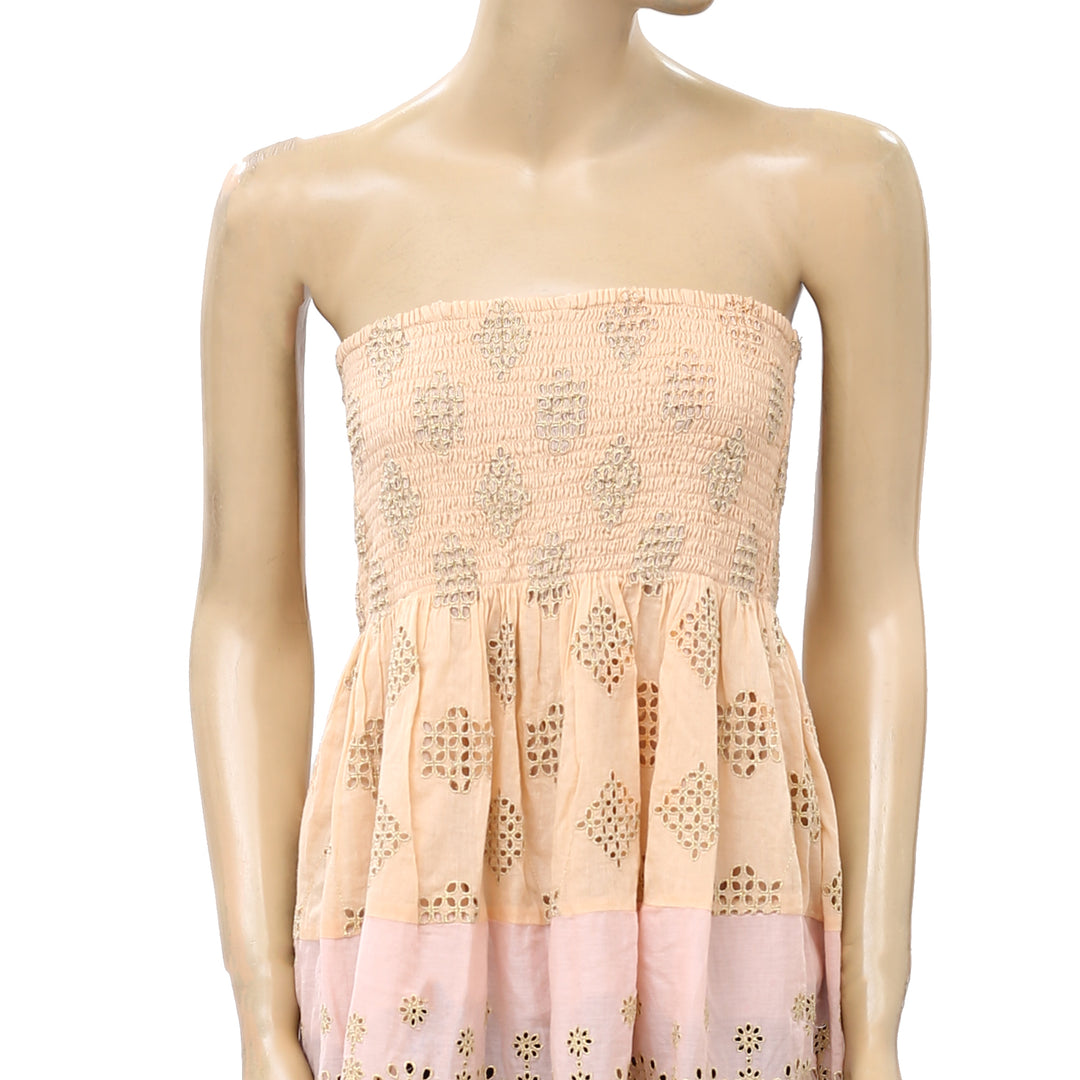 PQ Swim Anthropologie Evie Smocked Cover UP Tube Midi Dress Skirt