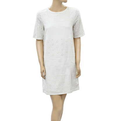 Anthropologie Floral Eyelet Embroidered Mini Dress S