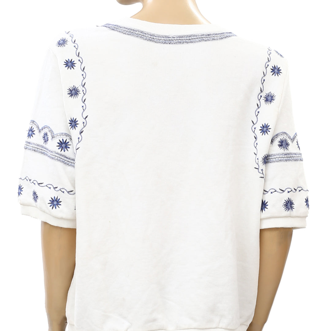 Daily Practice by Anthropologie Lou Embroidered Lounge Top