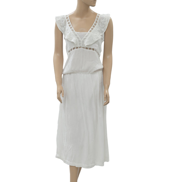 Drolatic Embroidered White Midi Dress XS