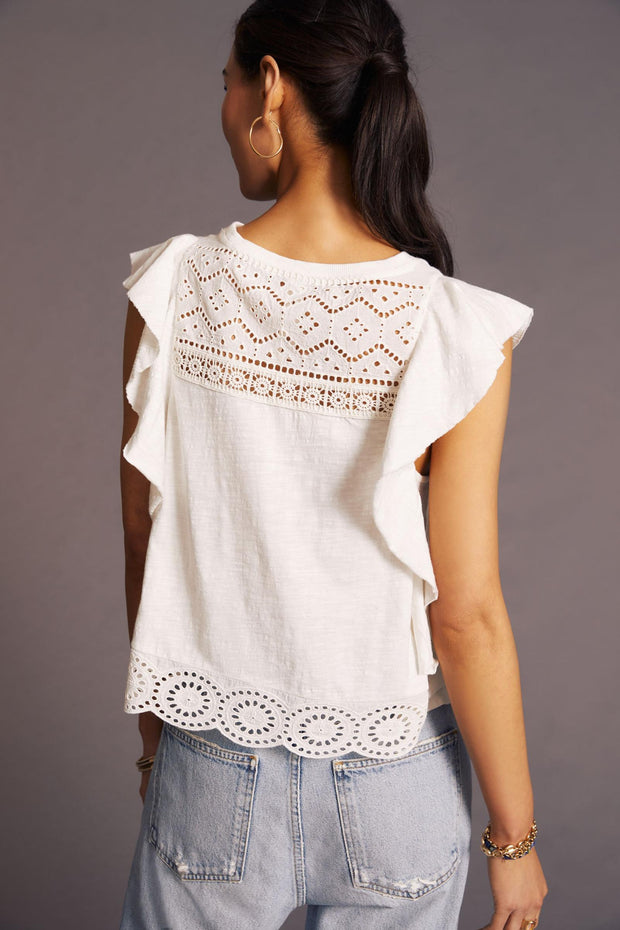 By Anthropologie Sustainable Lace Tank Blouse Top