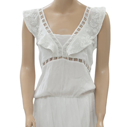 Drolatic Embroidered White Midi Dress XS