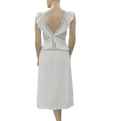 Drolatic Embroidered White Midi Dress XS