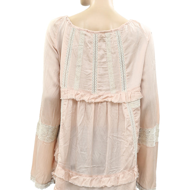 Odd Molly Anthropologie Lace High Low Tunic Top L-3