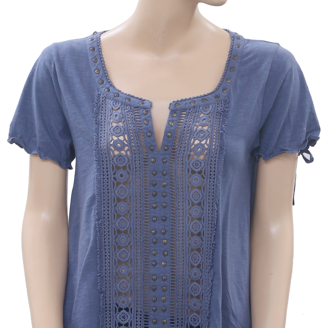 Odd Molly Anthropologie Metallic Studded Blouse Top