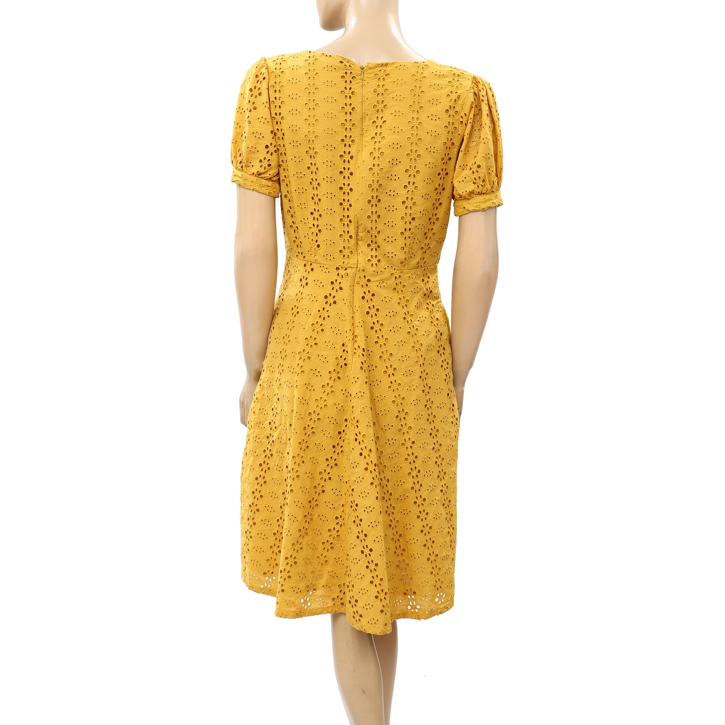 The Label Life Mustard Schiffli Overlap Mini Dress