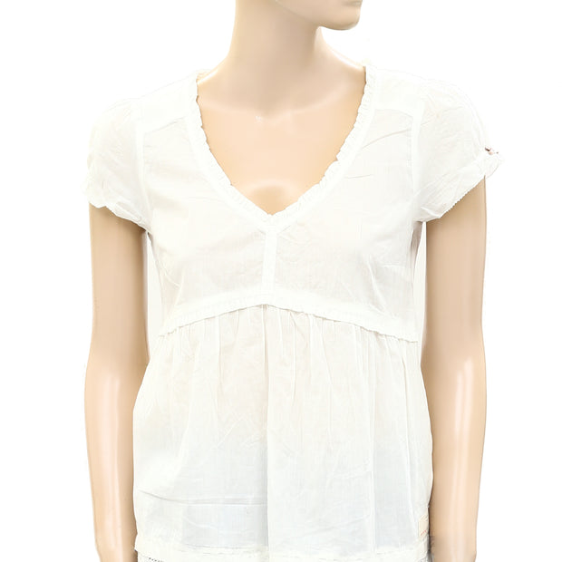 Odd Molly Anthropologie Medley Lace Ruffle White Blouse Top