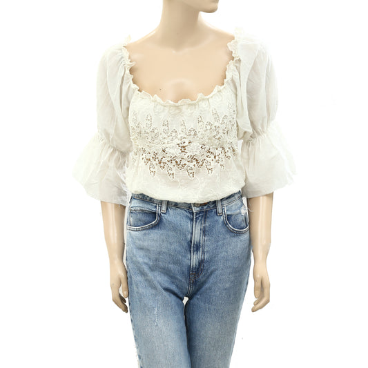 Intimately Free People Floral Crochet Bodysuit Top