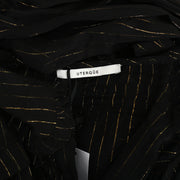 Uterque Metallic Striped Buttondown Cropped Blouse Top
