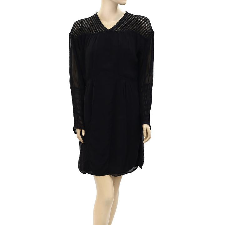 Isabel Marant Etoile Smocked Black Mini Tunic Dress