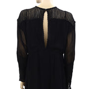 Isabel Marant Etoile Smocked Black Mini Tunic Dress