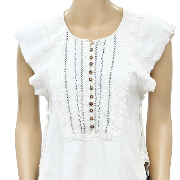Free People Embroidered Blouse Top