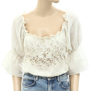 Intimately Free People Floral Crochet Bodysuit Top