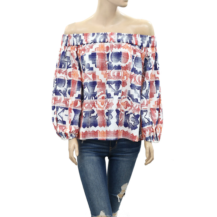 Uterque Zara Printed Sequin Embellished Blouse Top