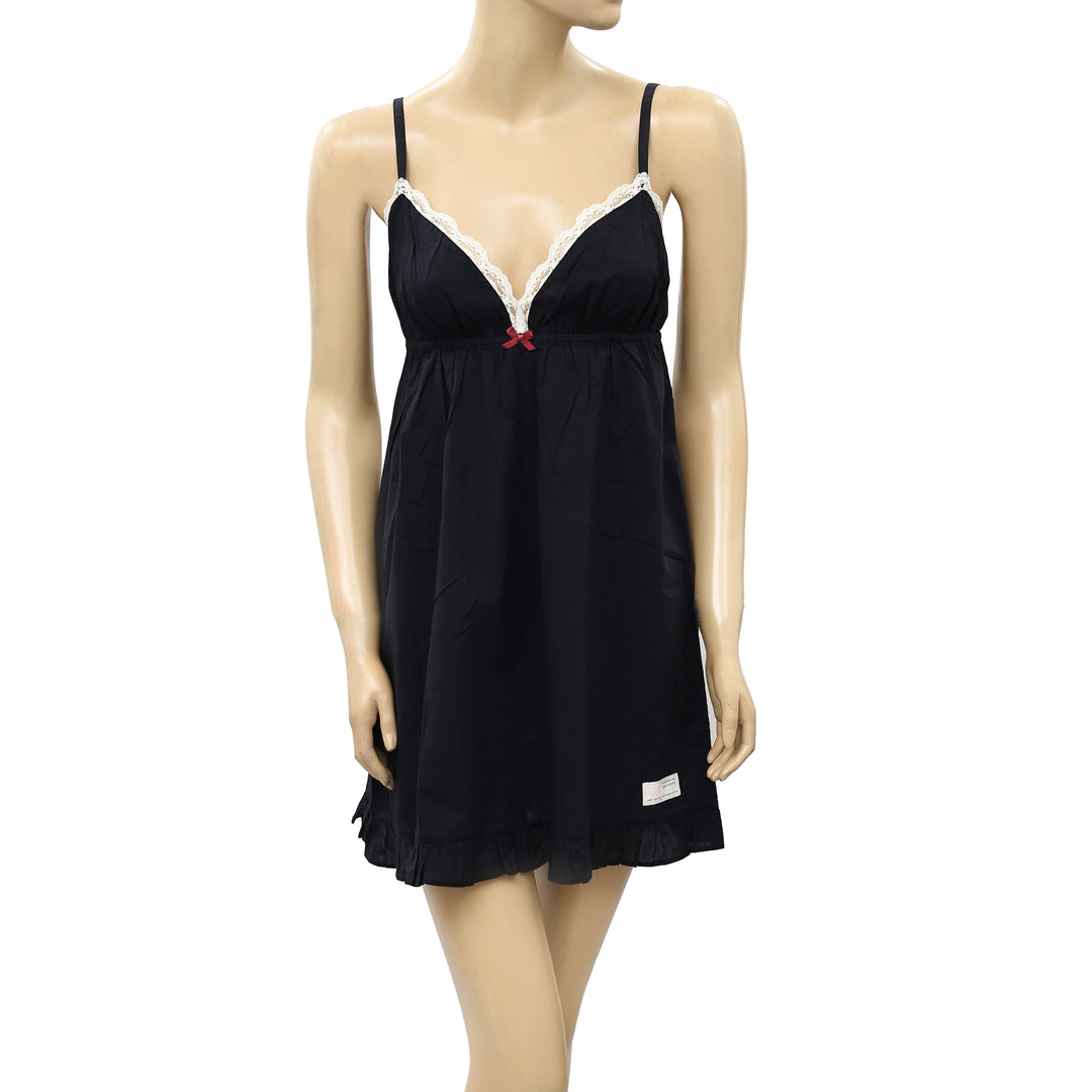 Odd Molly Anthropologie Lace Black Slip Mini Dress