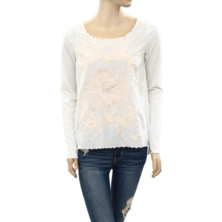 Odd Molly Anthropologie Floral Embroidered Blouse Top