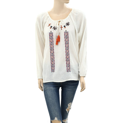 Anthropologie Embroidered Shirt Blouse Top