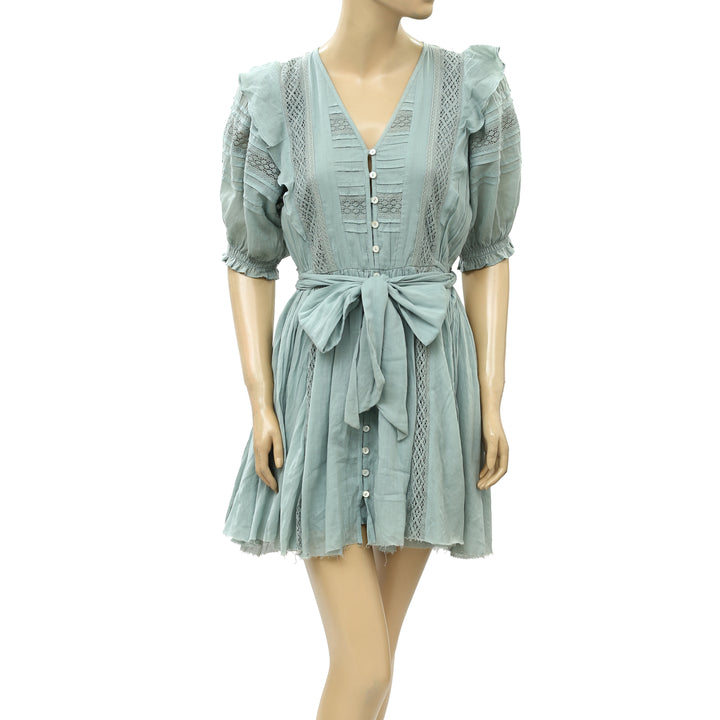 ASTR The Label Remedy Lace Trim Buttondown Mini Dress XS