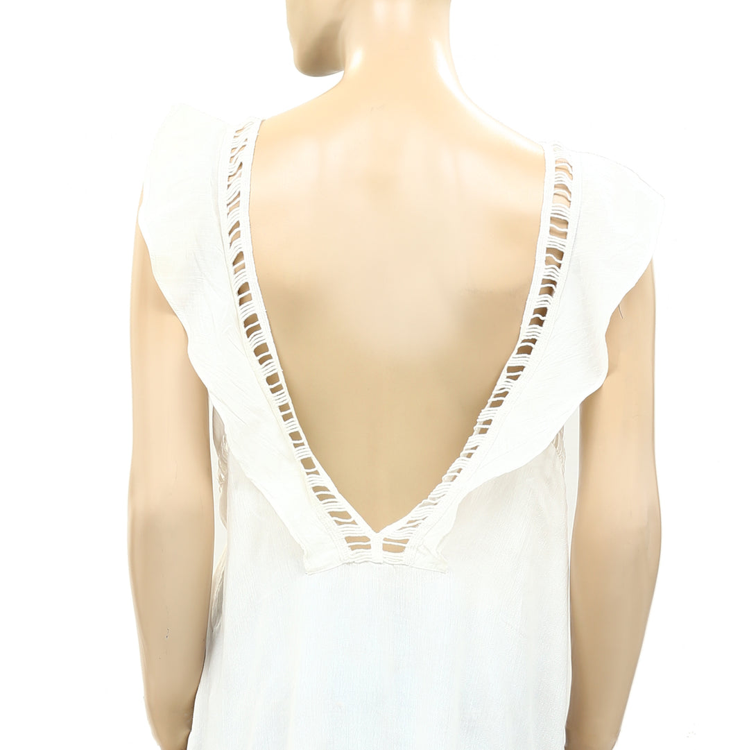 Drolatic Anthropologie Ivory Sheer Blouse Tank Top