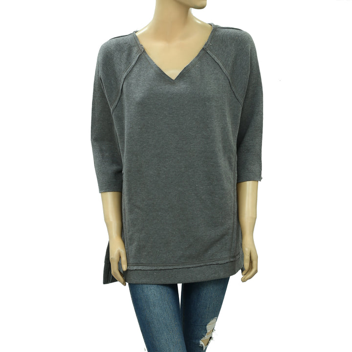 Soft Surroundings Gray Solid Pullover Tunic Top M