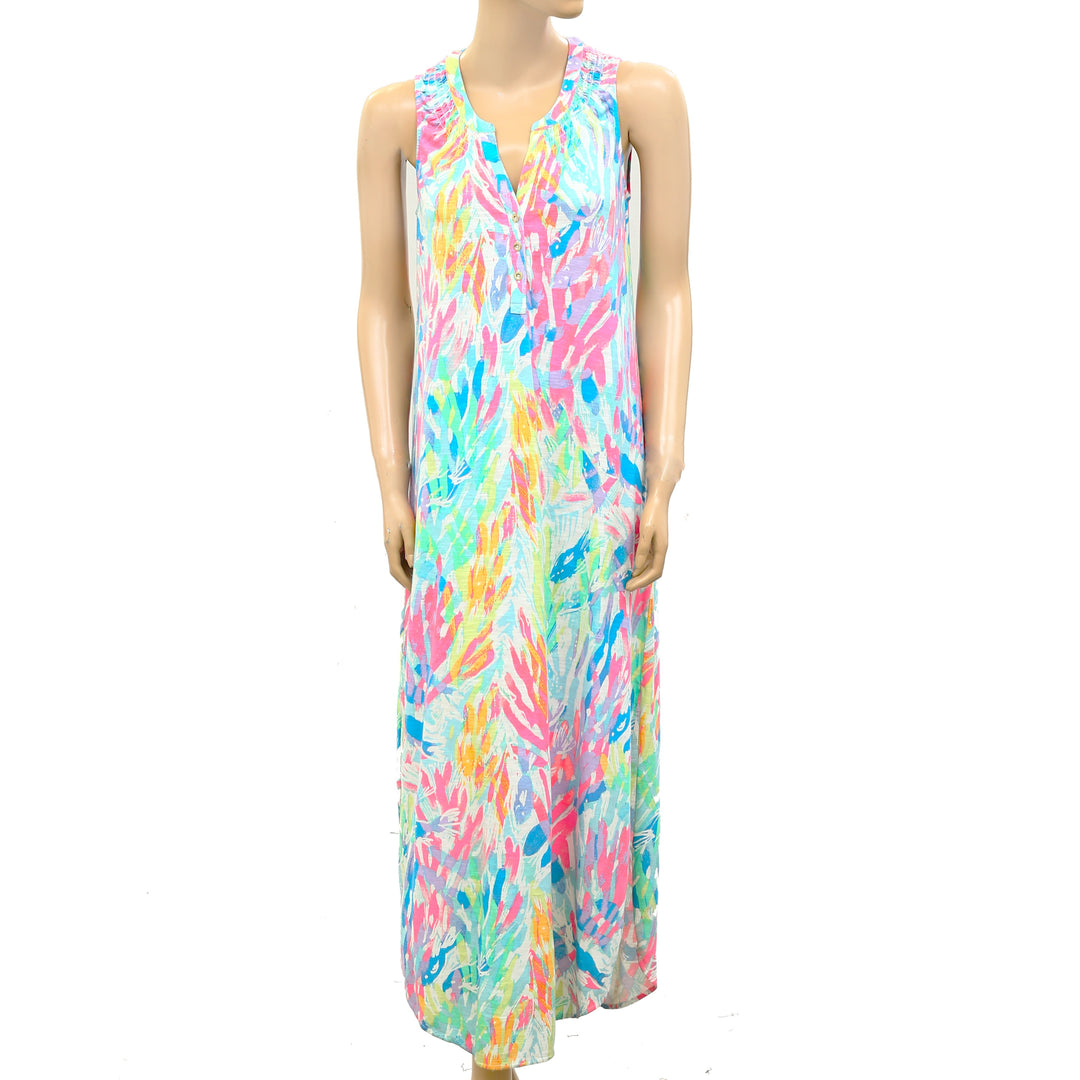 Lilly Pulitzer Essie Tidal Wave Its Prime Time Sleeveless Maxi Dress Size orders XS