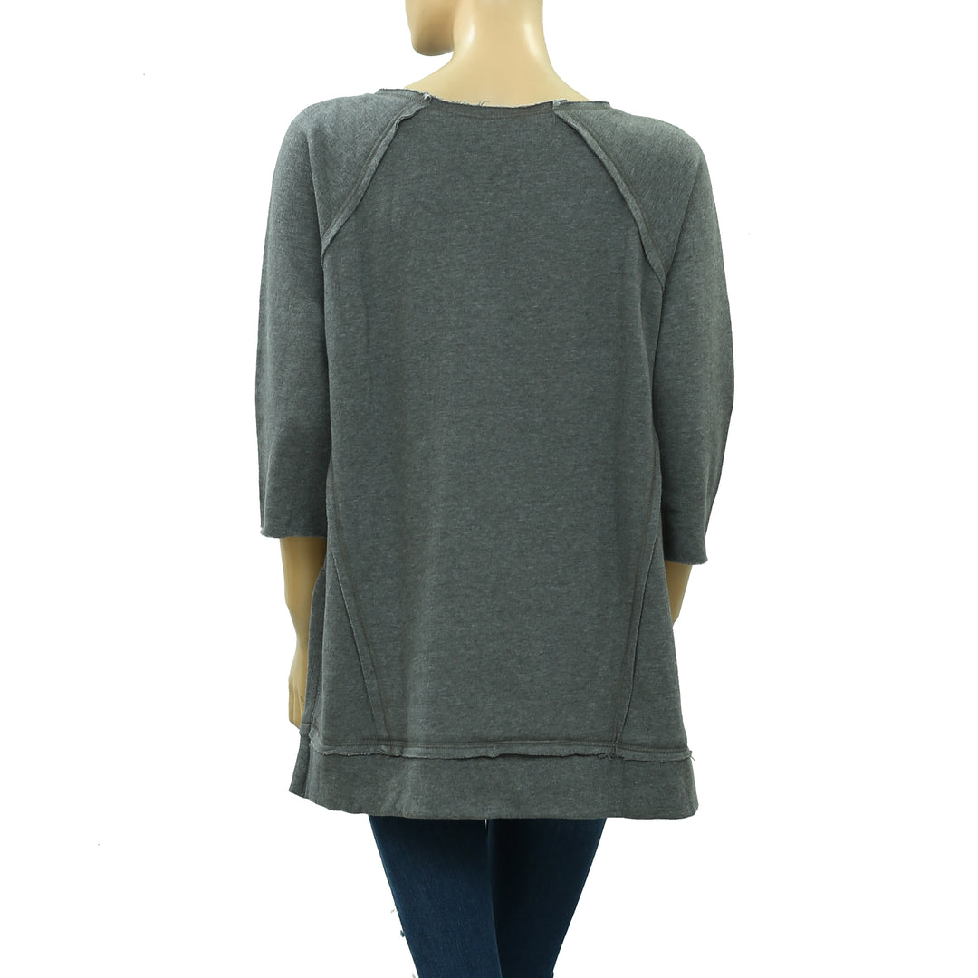 Soft Surroundings Gray Solid Pullover Tunic Top M