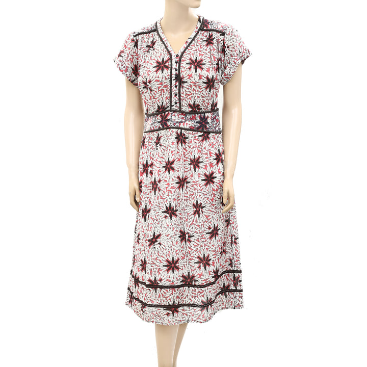 SEA NEW YORK Kaleidoscope Embroidered Print Cotton-broadcloth Midi Dress