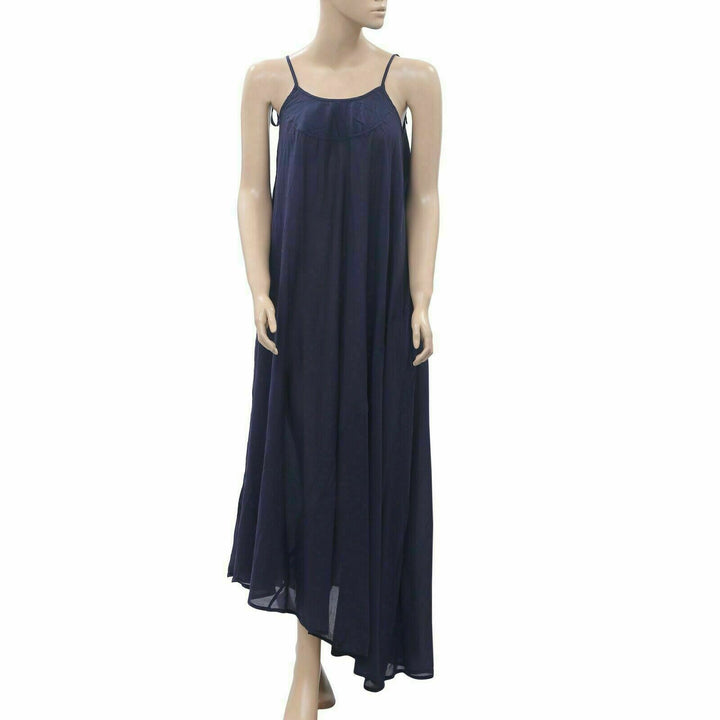 Malia Mills Seersucker Navy Slip Maxi Dress