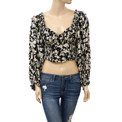 Free People Cherry Bomb Cropped Blouse Top