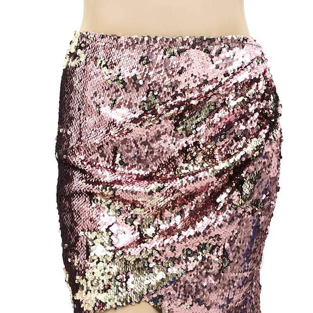 Topshop Sequin Drape Pensil Mini Skirt
