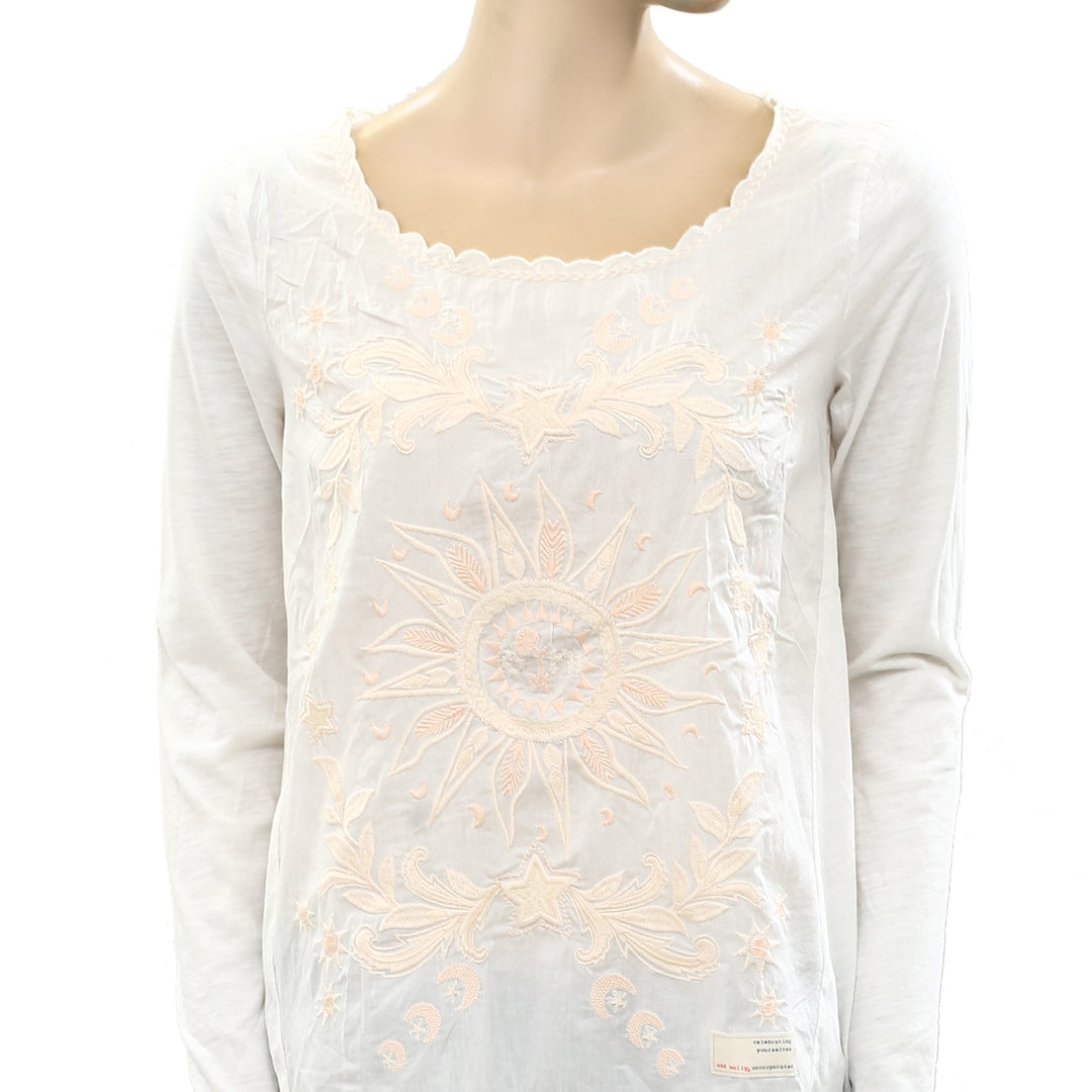 Odd Molly Anthropologie Floral Embroidered Blouse Top