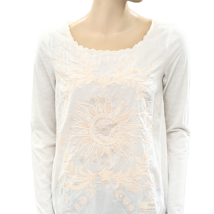 Odd Molly Anthropologie Floral Embroidered Blouse Top