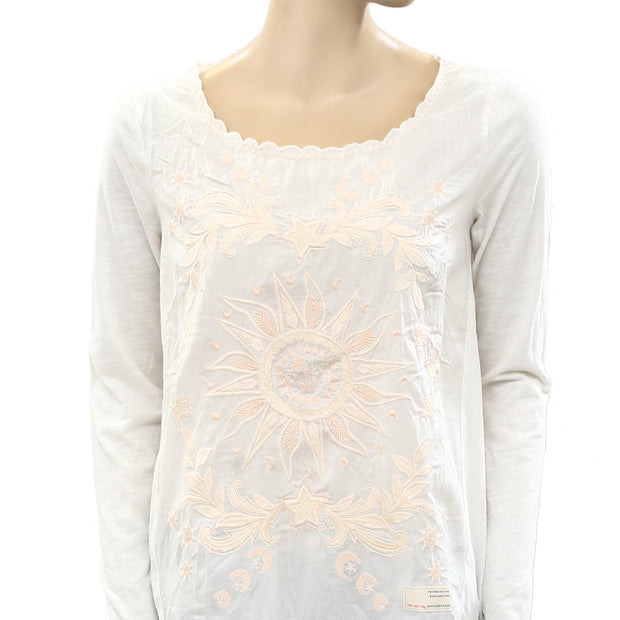 Odd Molly Anthropologie Floral Embroidered Blouse Top