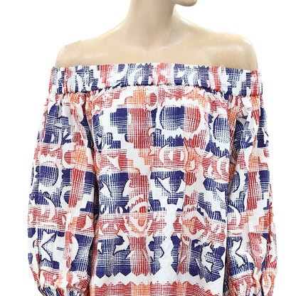 Uterque Zara Printed Sequin Embellished Blouse Top