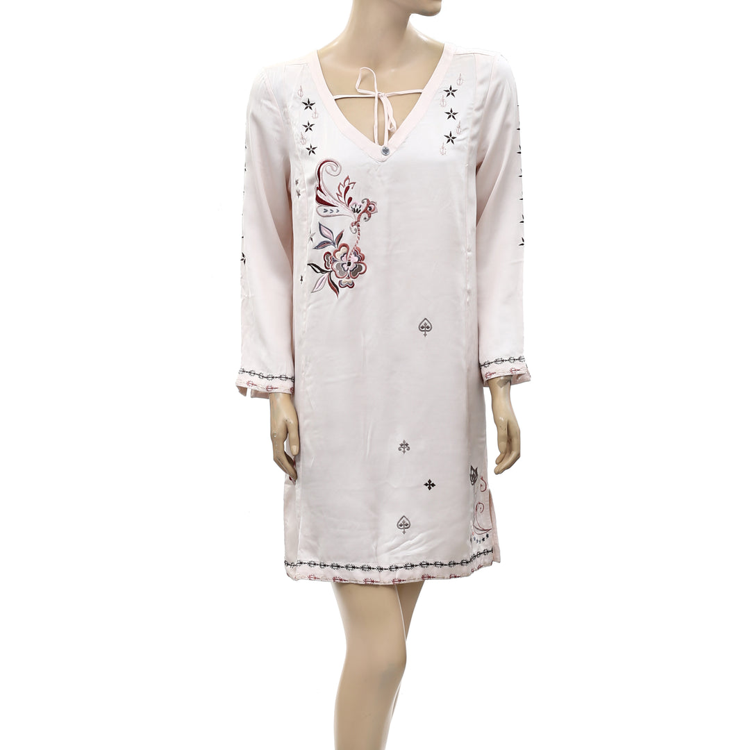 Odd Molly Anthropologie Floral Embroidered Short Mini Dress White Chocolate Couture Odd Molly Anthropologie Floral Embroidered Short Mini Dress White Chocolate Couture