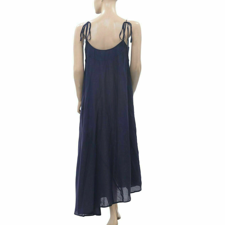 Malia Mills Seersucker Navy Slip Maxi Dress