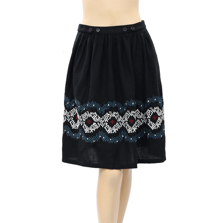 Anthropologie Floral Embroidered Mini Skirt