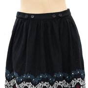 Anthropologie Floral Embroidered Mini Skirt