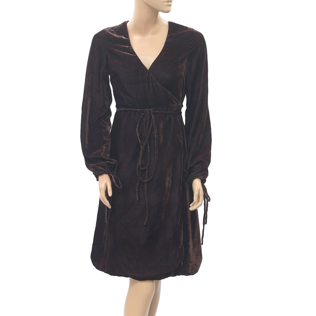 Topshop Solid Velvet Brown Wrap Mini Dress White Chocolate Couture Topshop Solid Velvet Brown Wrap Mini Dress White Chocolate Couture