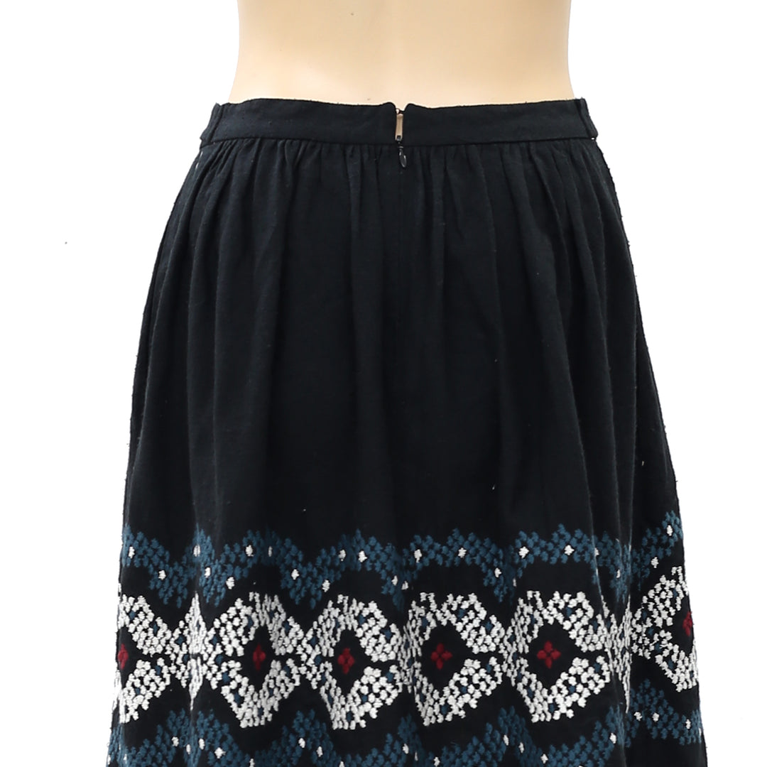 Anthropologie Floral Embroidered Mini Skirt