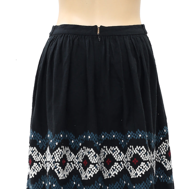 Anthropologie Floral Embroidered Mini Skirt